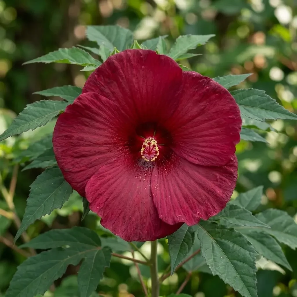 massif romantique pastel, hibiscus des marais blanc entouré de gaura et de népéta en fin de journée